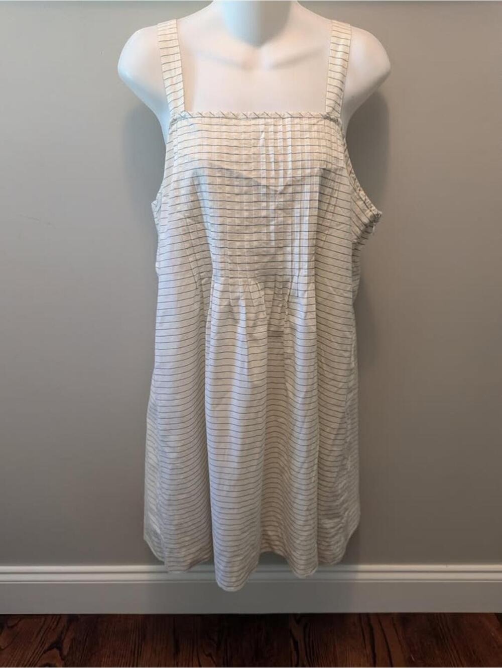 Madewell striped sundress women's sz 10 cream blue 100% cotton natural fibers